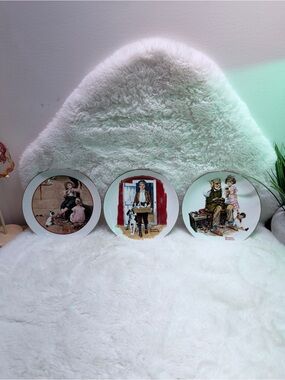 Norman Rockwell Decorative Plates - White, Red, Brown Accents